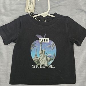 Kith Black Kids Tee with Statue of Liberty Design
